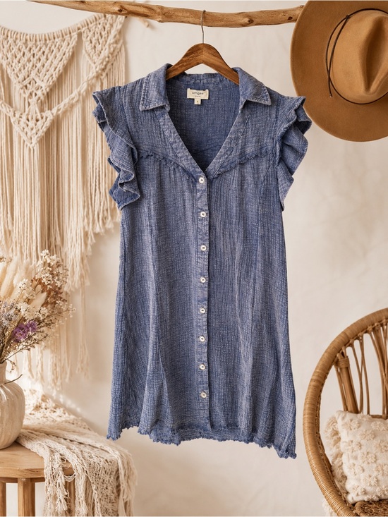 Umgee Dresses & Skirts - Umgee mineral wash gauze button-down dress Size Medium